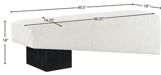Alora Upholstered Bench, Cream, Black Finish