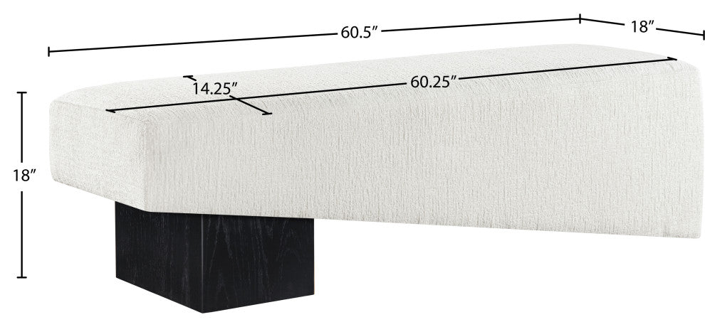 Alora Upholstered Bench, Cream, Black Finish