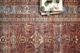 Brick Blue Layla Printed Polyester Area Rug by Loloi II, 2'6"x9'6"