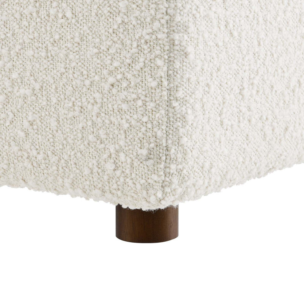 Commix Down Filled Overstuffed Boucle Fabric Armless Chair, Ivory