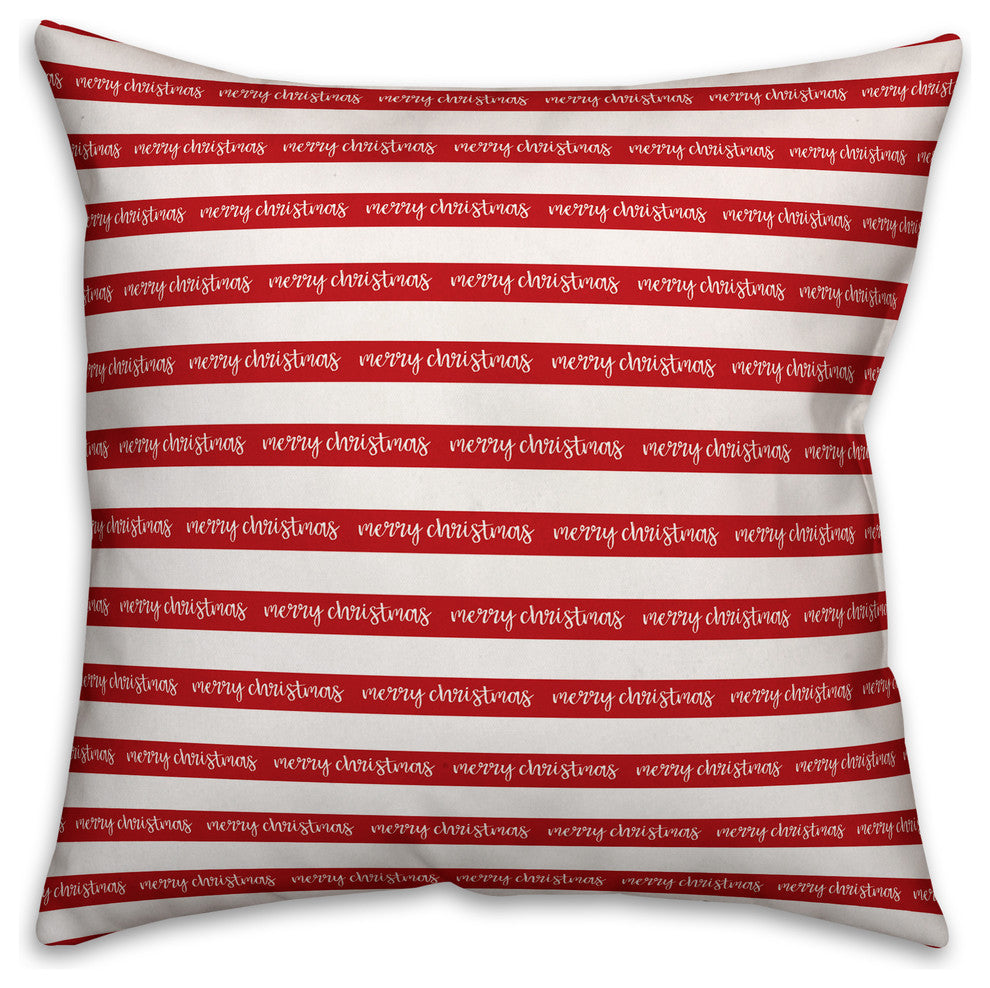 Merry Christmas Stripes 16x16 Spun Poly Pillow