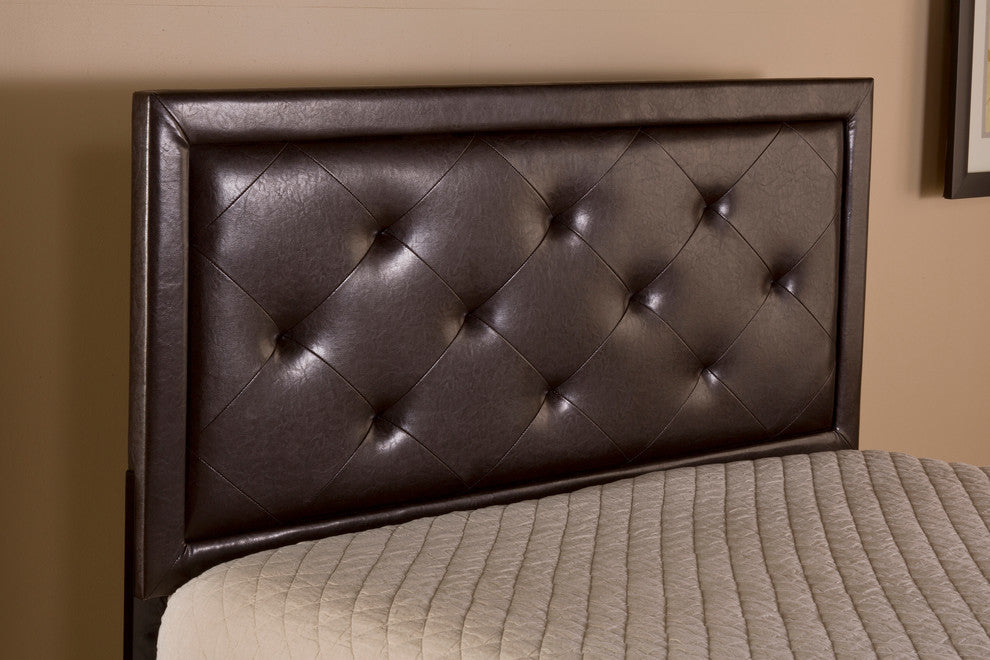 Becker Headboard With Rails, King, Brown Faux Leather