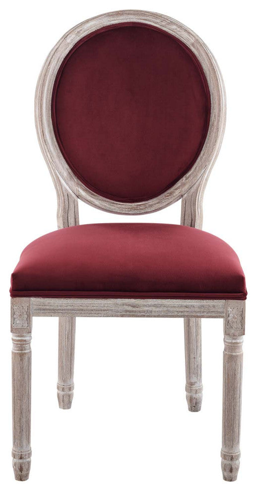 Emanate Vintage French Performance Velvet Dining Side Chair Natural Maroon -4668