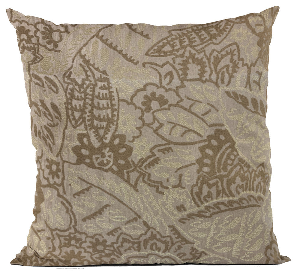 Plutus Brown Mustard Jacquard Luxury Throw Pillow, 18"x18"