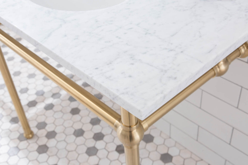 Embassy 72" Double Wash Stand, P-Trap, Countertop With Basin, Faucet, Mirror