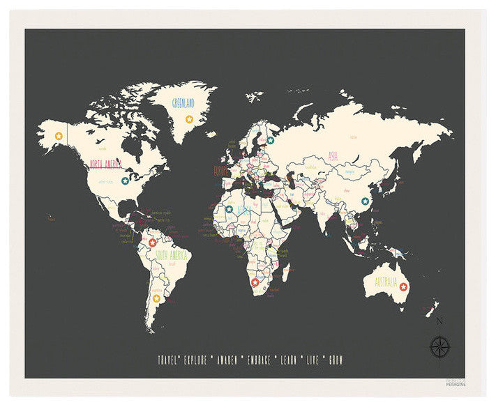 Vintage-Style Personalized World Travel Map Wall Art Poster