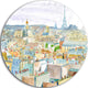 City Of Paris, Watercolor Cityscape Large Disc Metal Wall Art, 11"