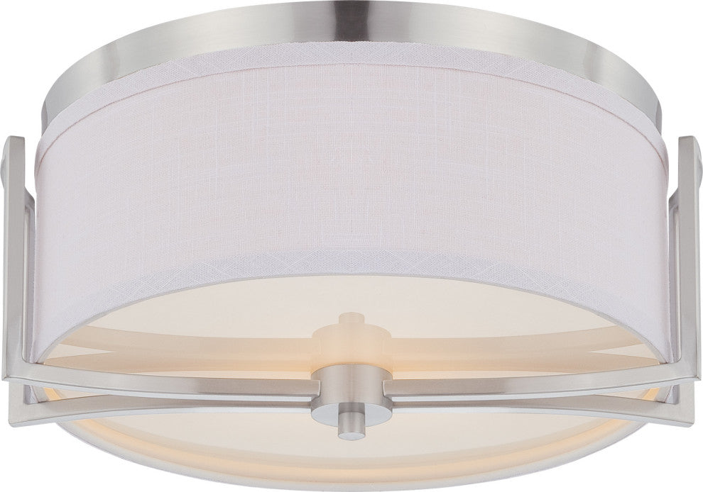 Contemporary Gemini 2-Light Flush Dome, Brushed Nickel Finish