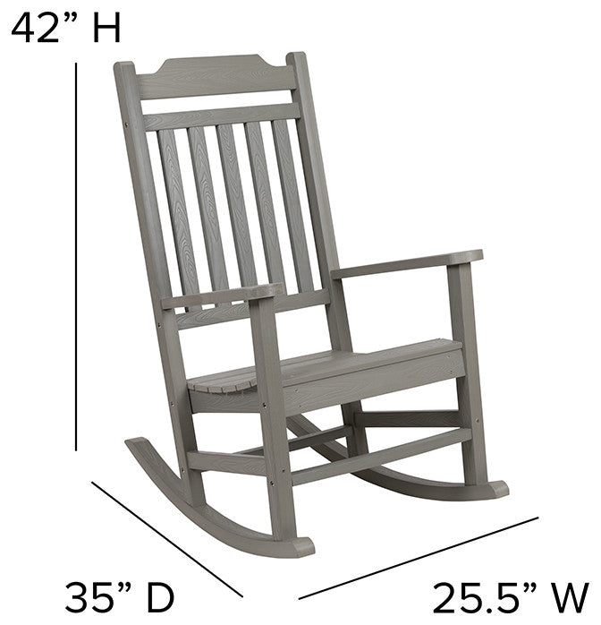 Set of 2 Winston All-Weather Rocking Chair in Gray Faux Wood