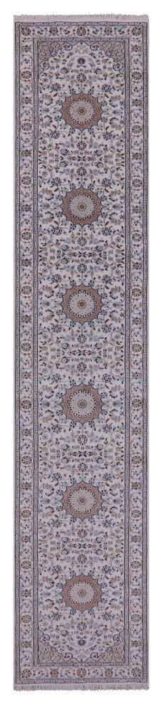 2' 8" X 13' 4" Persian Nain Hand Knotted Wool & Silk Runner Rug - Q14755