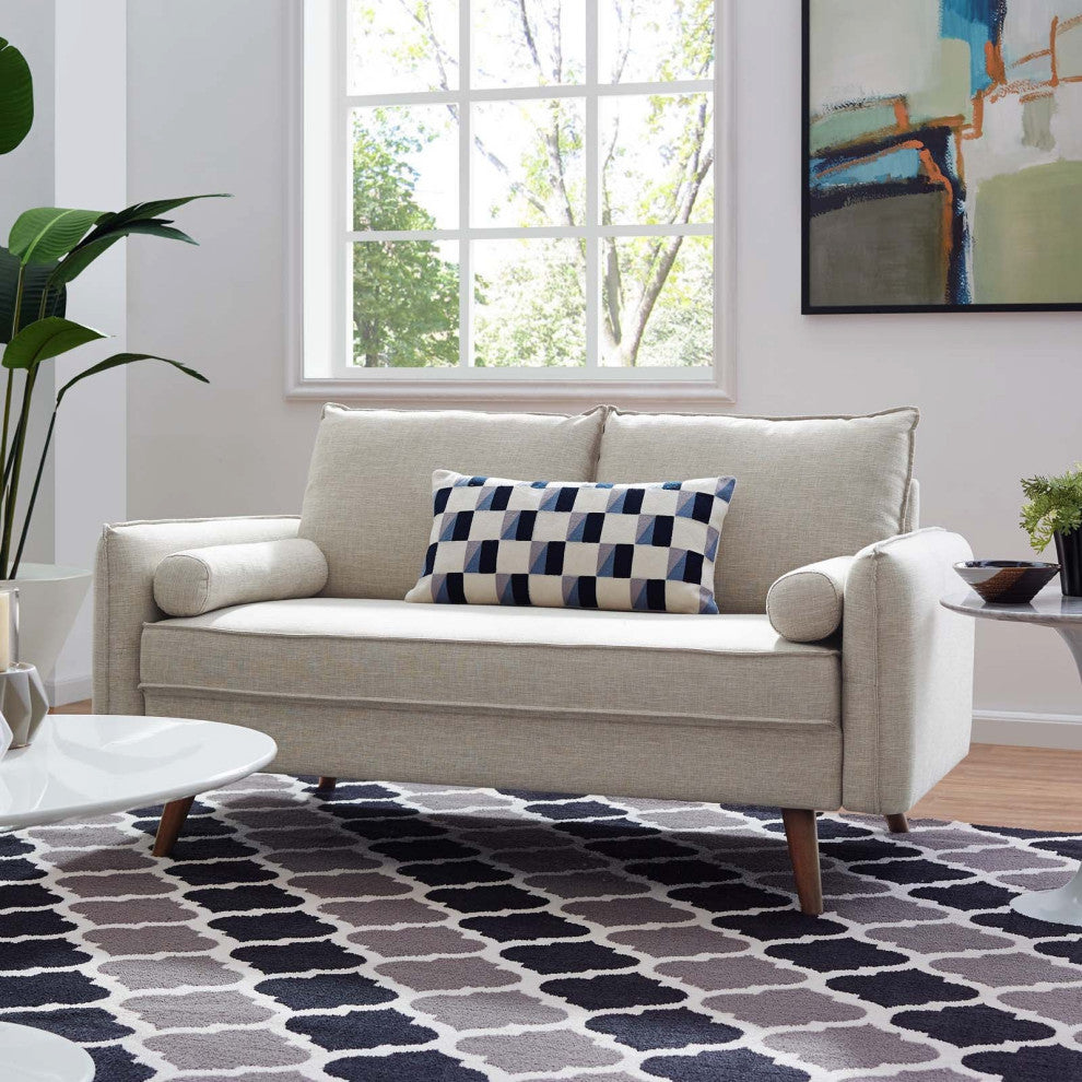 Revive Upholstered Fabric Loveseat, Beige