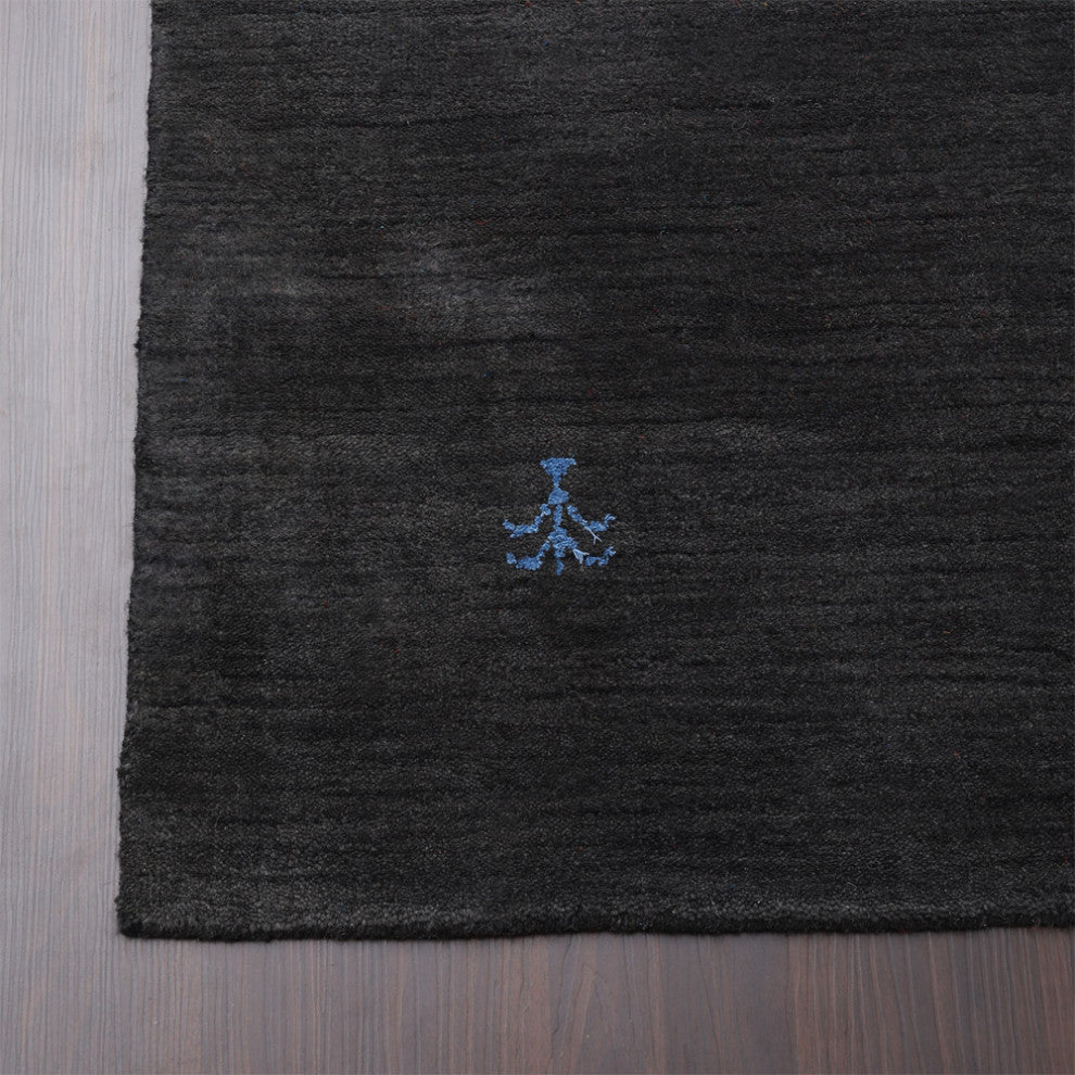 HAND KNOTTED LOOM WOOL ECO - FRIENDLY AREA RUGS - Charcoal,Contemporary