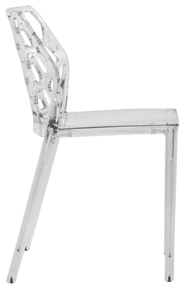 Leisuremod Dynamic HoneyComb Design Dining Chair, Clear