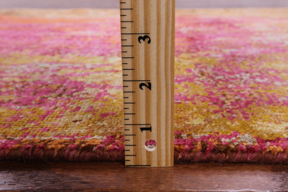 Runner Abstract Hand-Knotted Silk Rug 3' 1" X 12' 1" Q9089