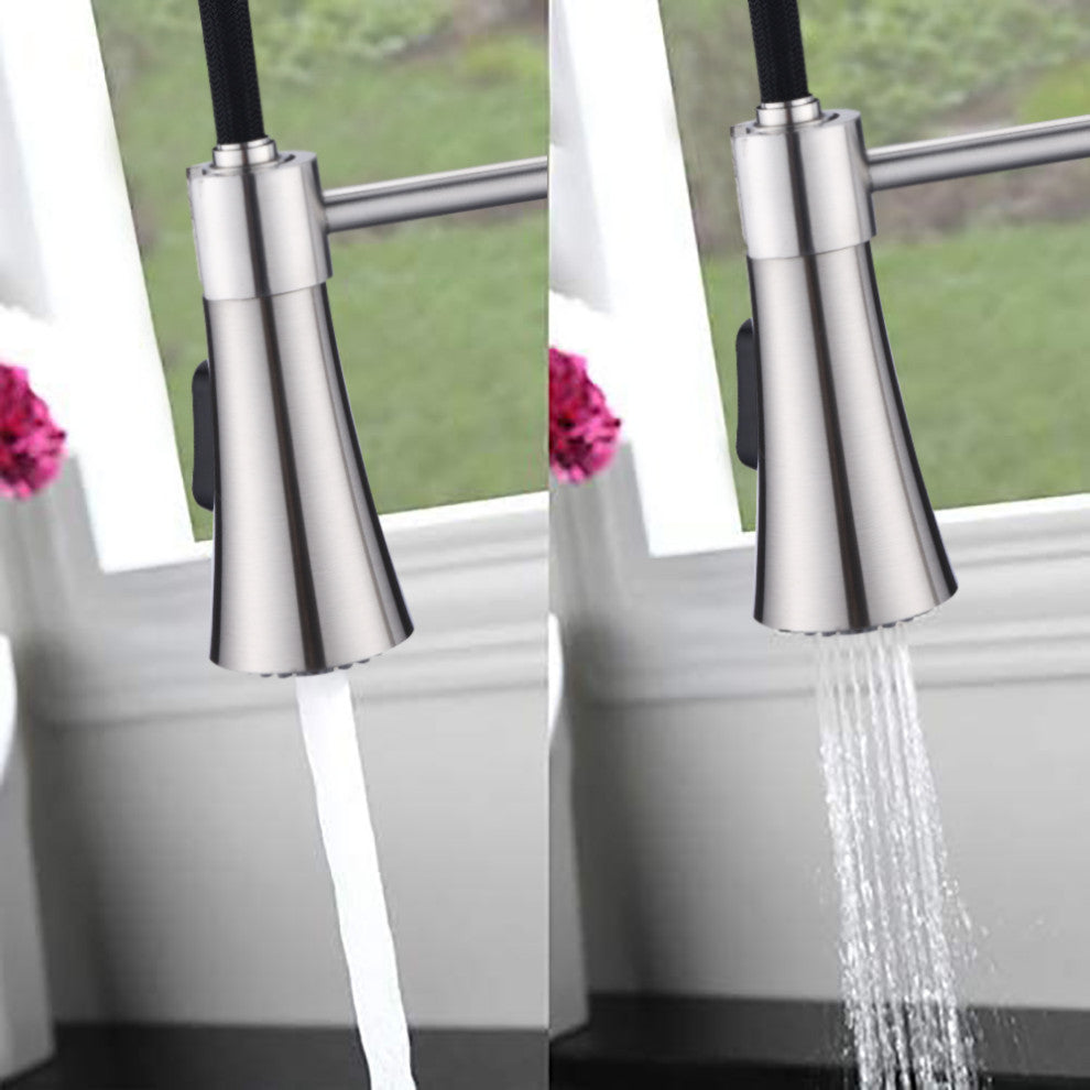 Givingtree Kitchen Sink Faucet with Deck Plate Brushed Nickel