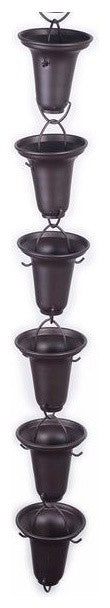 Black Flared Cups Aluminum Rain Chain With Installation Kit, 11'