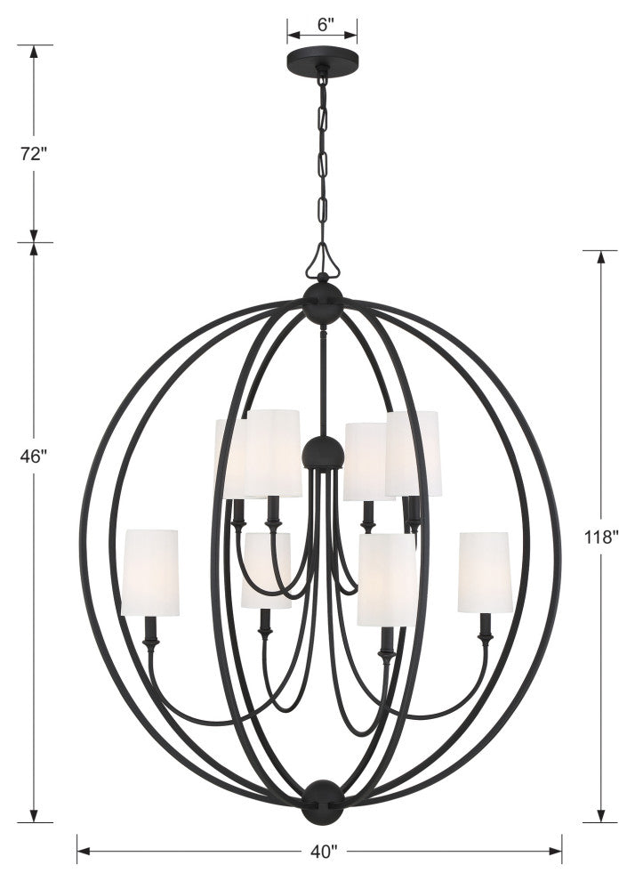 Libby Langdon for Crystorama Sylvan 8 Light Black Forged Chandelier