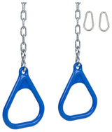 Swing Set Trapeze Rings With Chains, Set of 2, Blue
