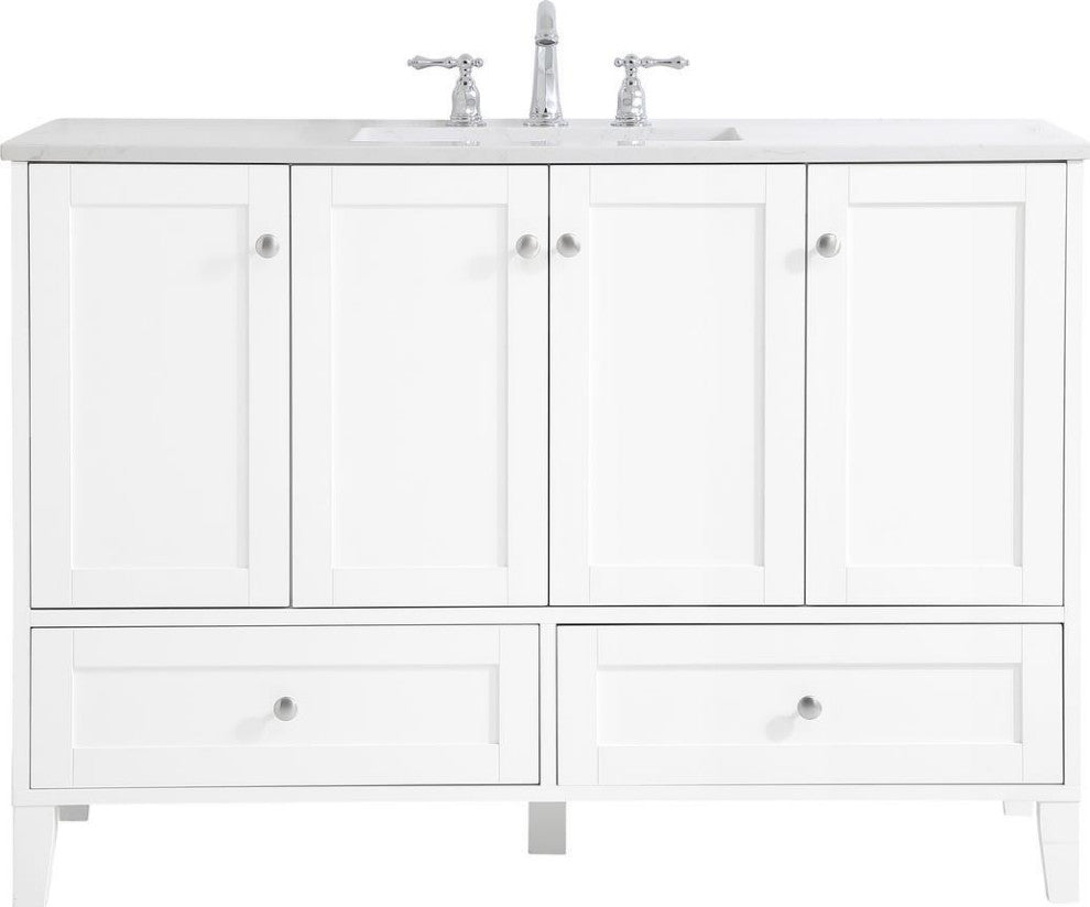 Traditional White Bathroom Vanity 48"