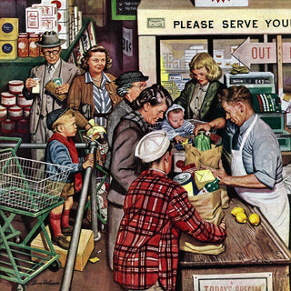 "Grocery Line" Painting Print on Canvas by Stevan Dohanos