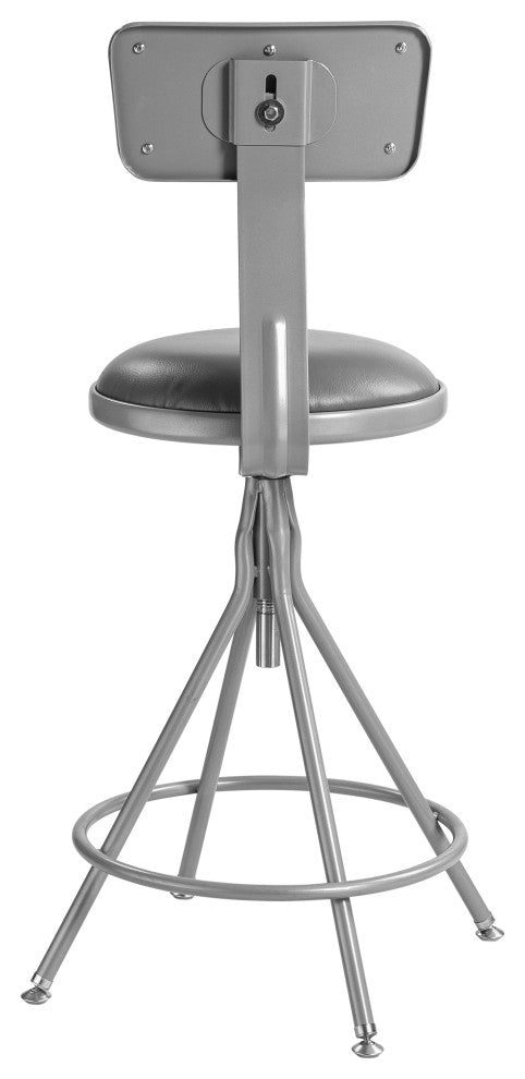 NPS 24"-30" Height Adjustable Vinyl Swivel Steel Stool With Backrest, Grey