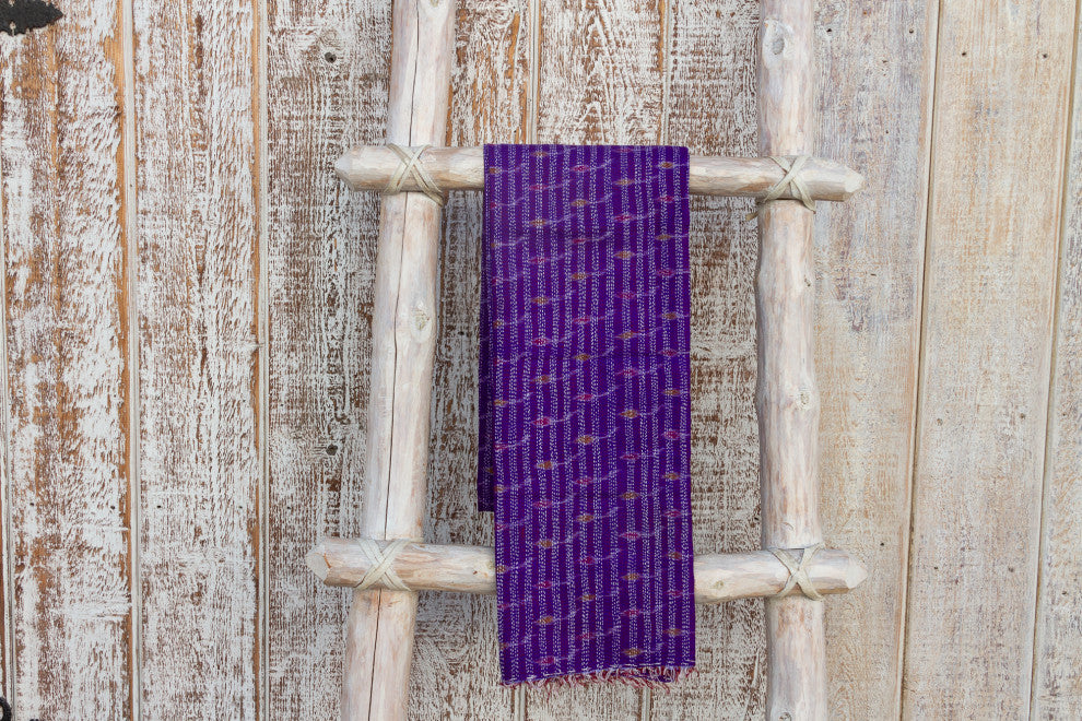 Purple Silk Kantha Throw
