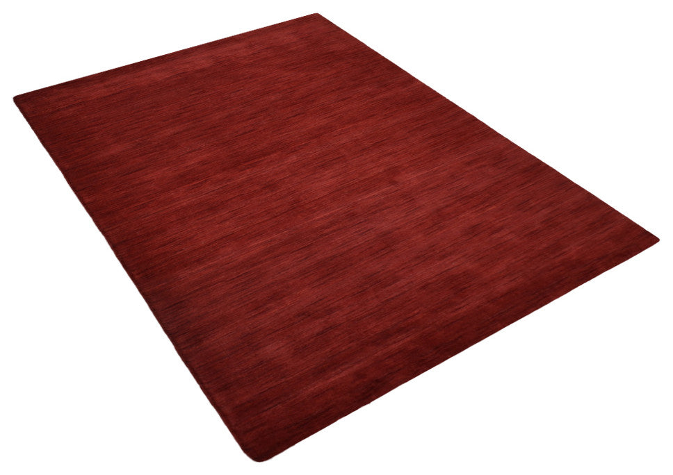 HAND KNOTTED LOOM WOOL ECO-FRIENDLY AREA RUGS - Rectangle, Dark Red, Solid