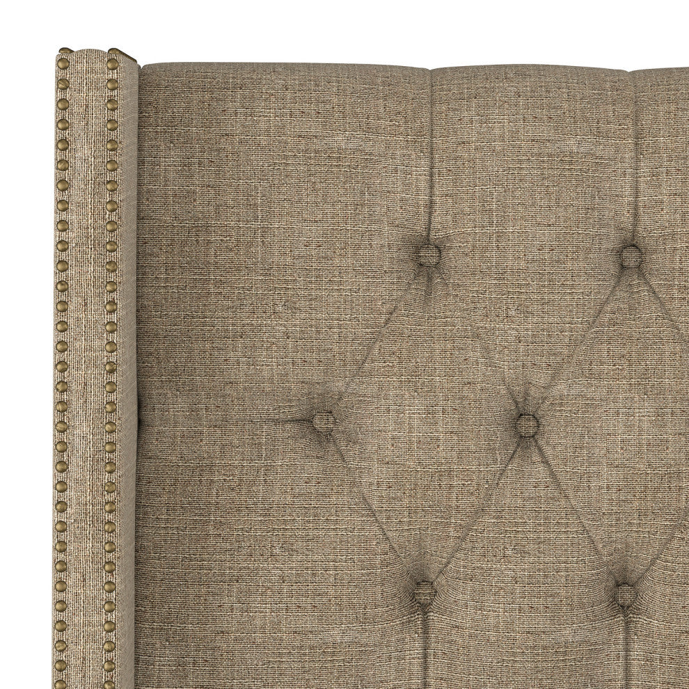 Monarch Twin Tufted Wingback Bed, Zuma Linen