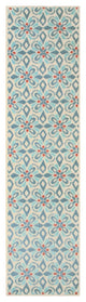 2' X 8' Blue and Ivory Moroccan Indoor Outdoor Area Rug