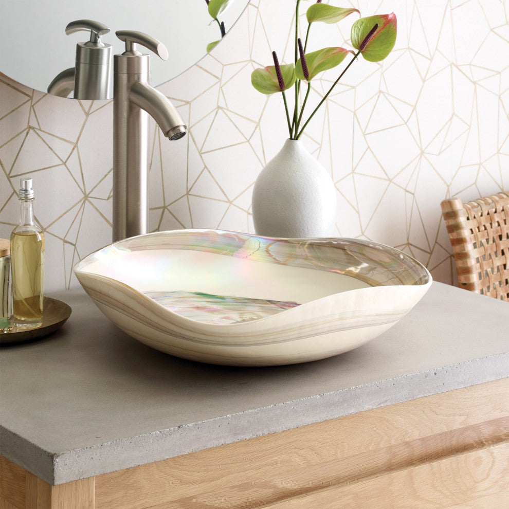 Lido Murano Glass Bathroom Sink, Abalone