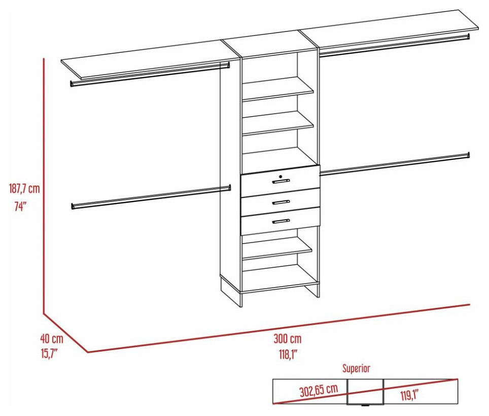 Closet System Pittsburg, Bedroom, Dark Walnut