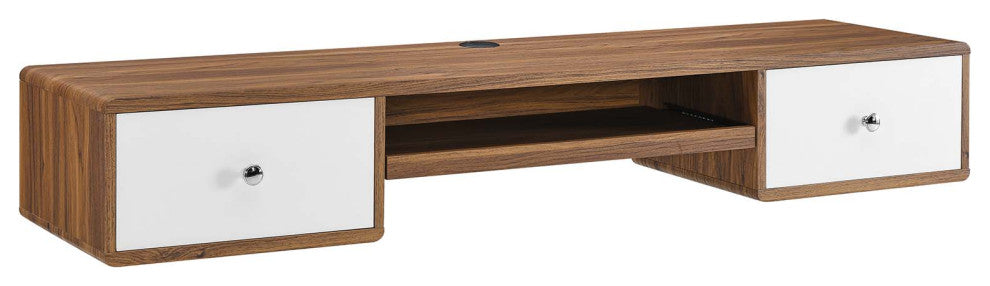 Transmit 60" Wall Mount Wood Office Desk, Walnut White