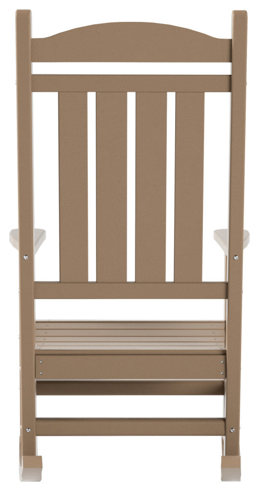 WestinTrends 2PC Outdoor Patio HDPE Adirondack Porch Rocking Chair Set, Weathered Wood