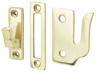 Casement Window Fastener/Lock With Strikes, Polished Brass
