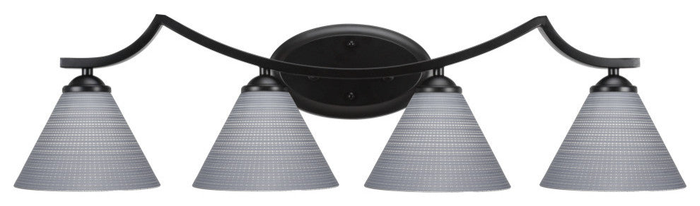 Zilo 4 Light Bath Bar Shown, Matte Black Finish With 7" Gray Matrix Glass
