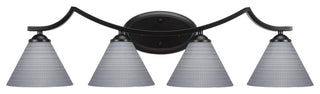 Zilo 4 Light Bath Bar Shown, Matte Black Finish With 7" Gray Matrix Glass