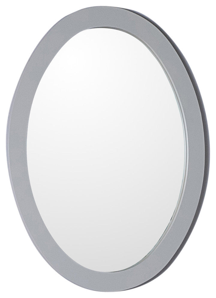 Arlo Oval Framed Mirror, Light Gray