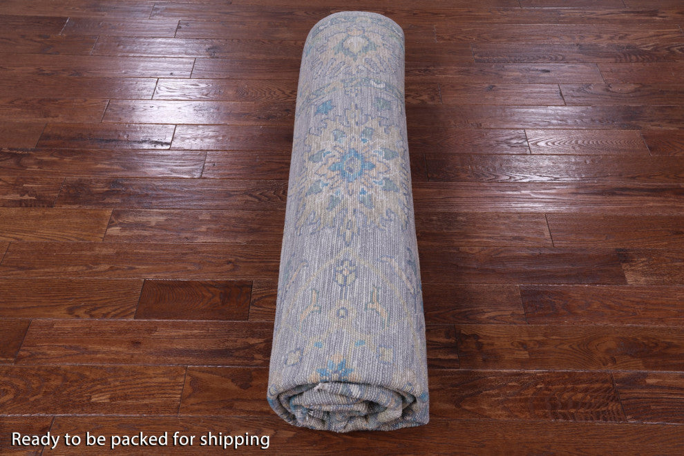 8' 11" X 11' 1" Hand Knotted Turkish Oushak Wool Rug - Q13365