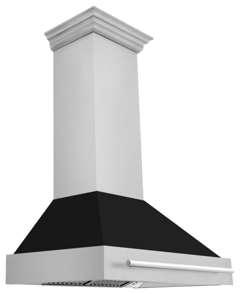 ZLINE 36" Wall Mount Hood Stainless With Black Matte Shell 8654STX-BLM-36