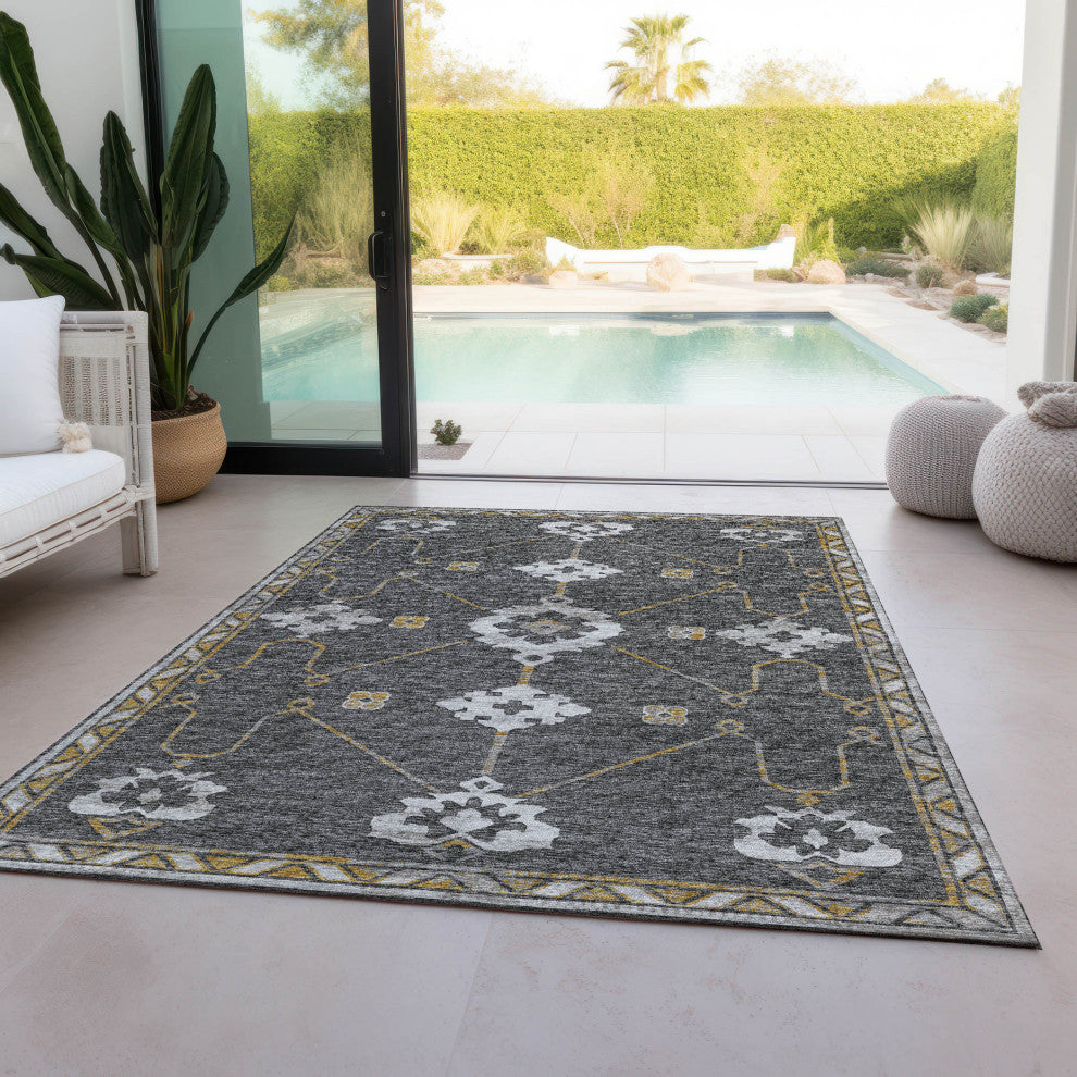 Indoor/Outdoor Sedona SN16 Charcoal Machine Washable 8' x 10' Rug