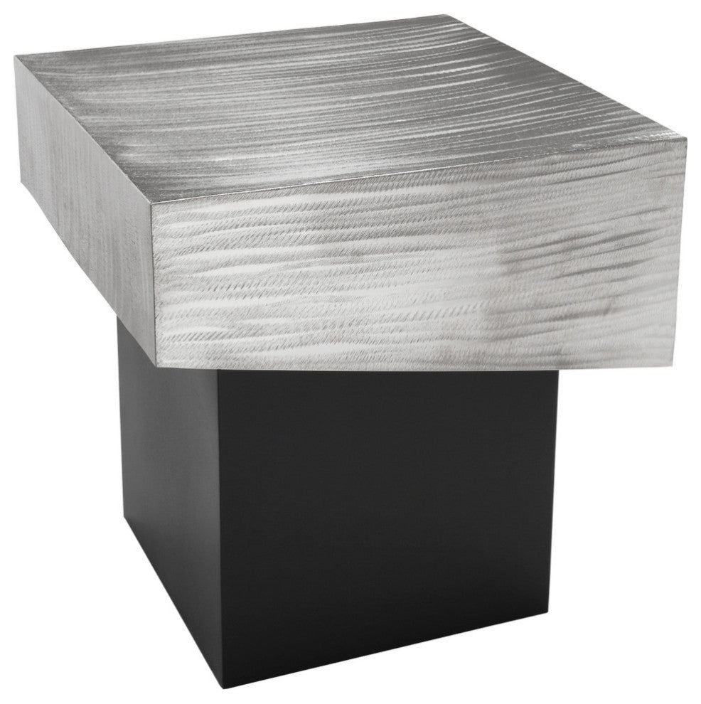 Palladium Textured Metal End Table, Silver