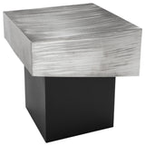 Palladium Textured Metal End Table, Silver
