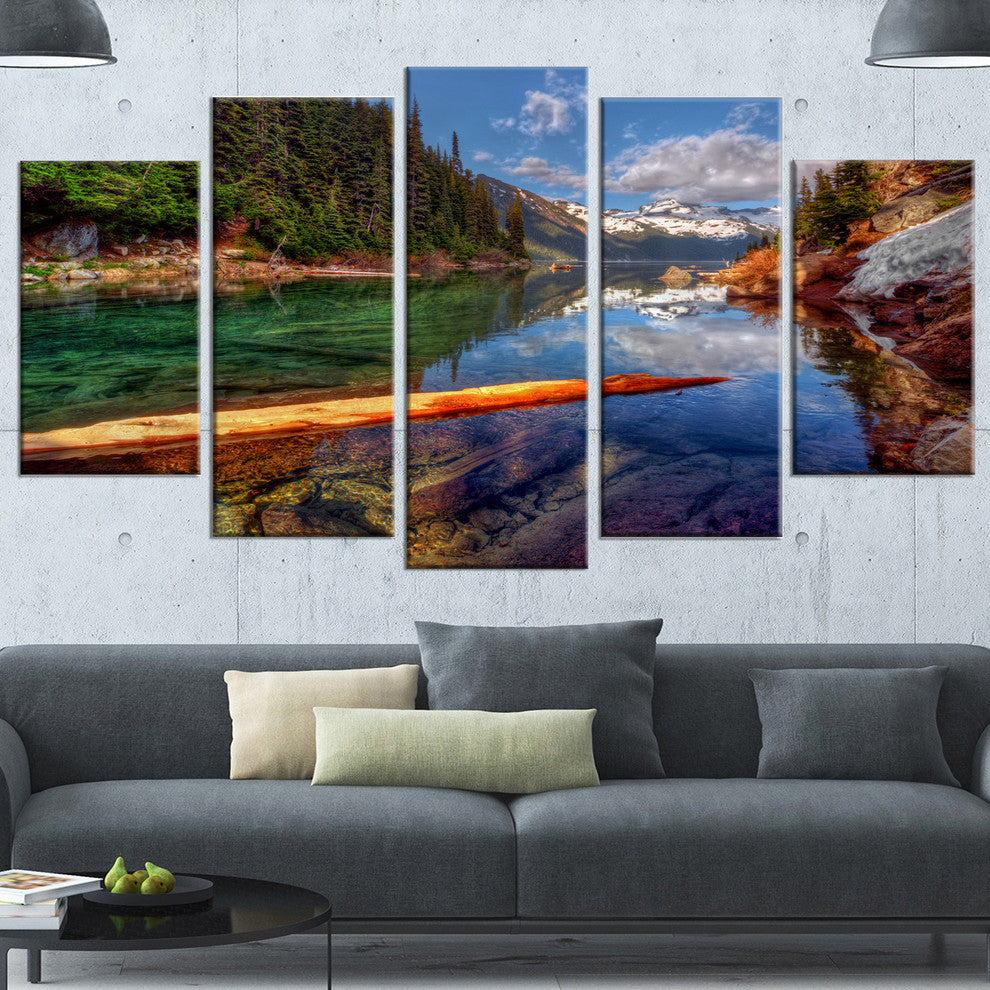 Floating Lake in Mountain Lake, Large Landscape Canvas Print, 60"x32", 5 Panels