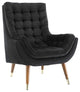 Suggest Button Tufted Upholstered Velvet Lounge Chair, Black