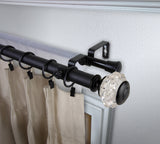 Lyla 1"D Double Curtain Rod, Black, 120-170"