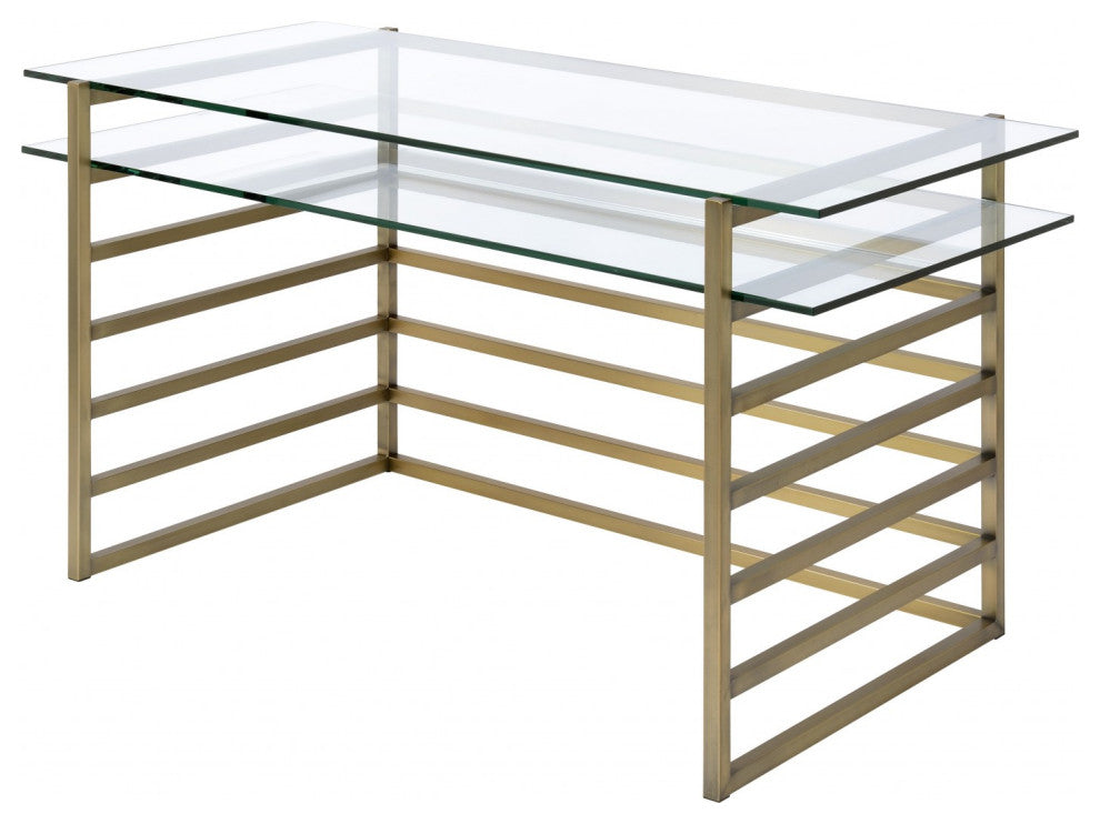 28" Clear Glass Mirrored Rectangular Writing Desk