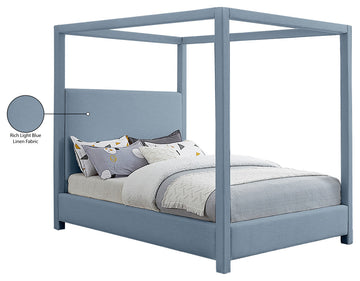 Emerson Upholstered Bed, Sky Blue, Queen, Linen Textured Fabric