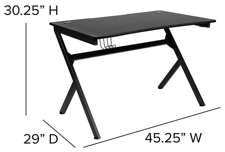 Gaming Desk & Reclining Chair Set w/Cup Holder,Hook & 2 Wire Management Holes, B
