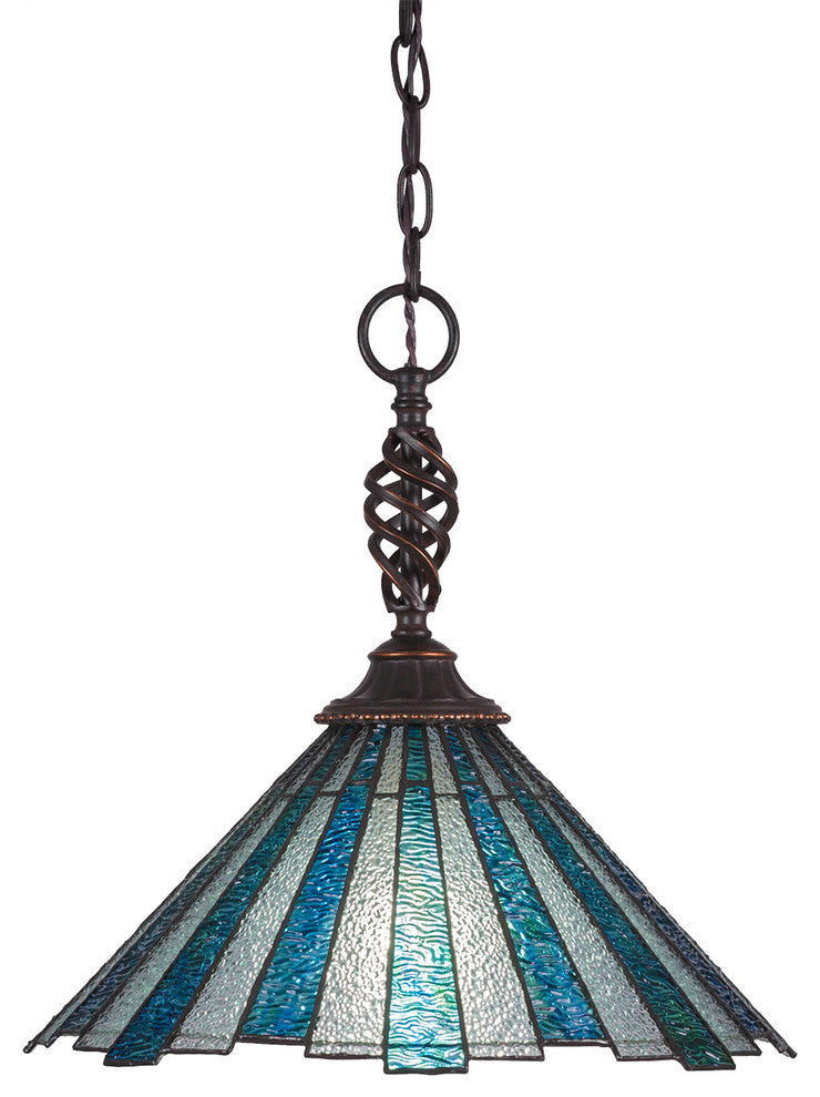 Elegante 1-Light Pendant, Dark Granite/Sea Ice Art