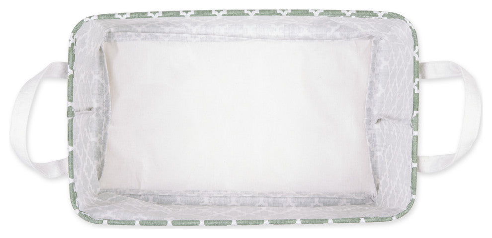 Cotton Polyester Laundry Bin Lattice Artichoke Green Rectangle Large, Set of 2